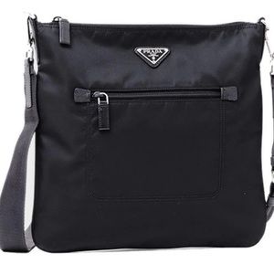 Authentic Pristine Condition Black Prada Messenger Tessuto Bag